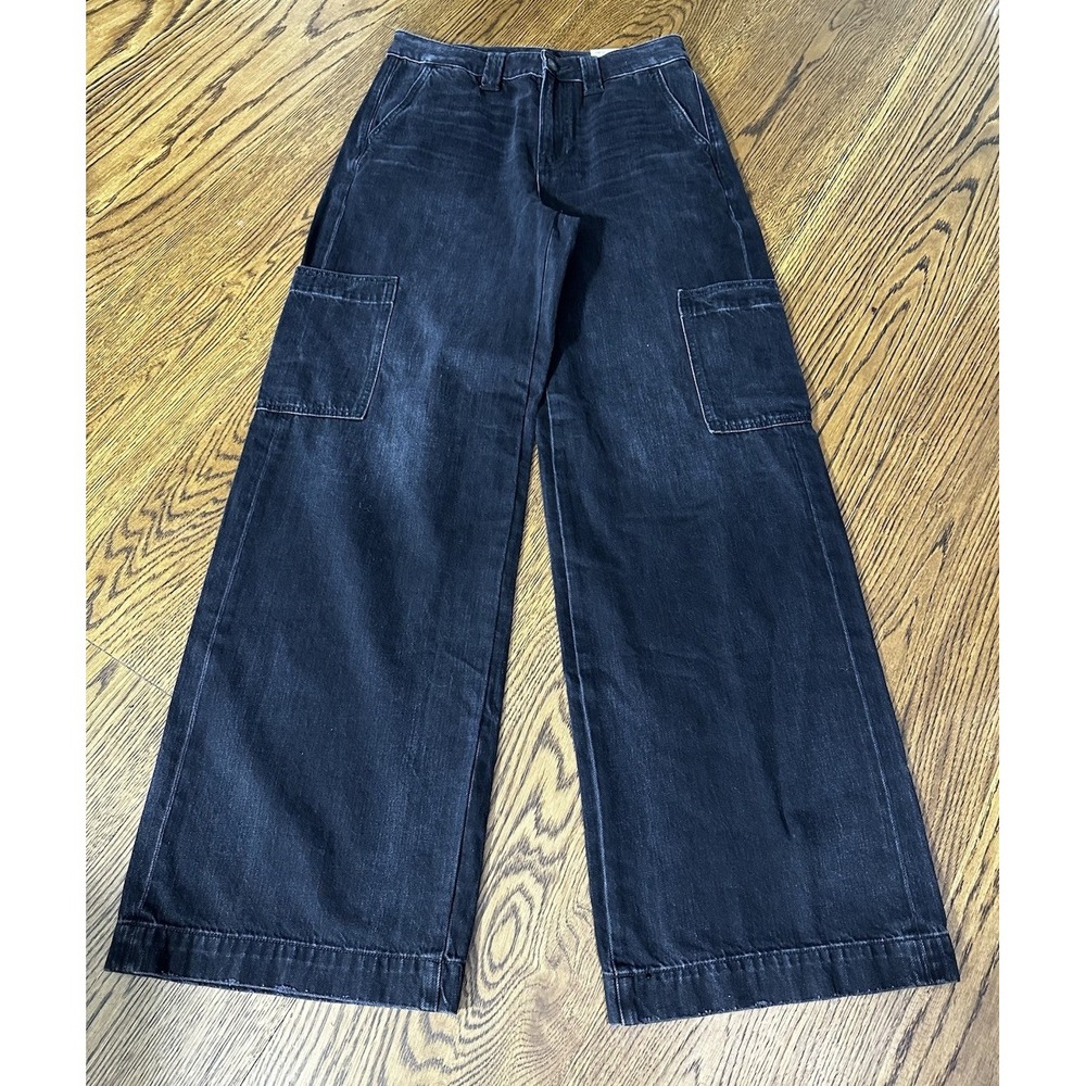 American Eagle Jeans Super High Rise Baggy Wide Leg Womens 4 Rocker Black NWT